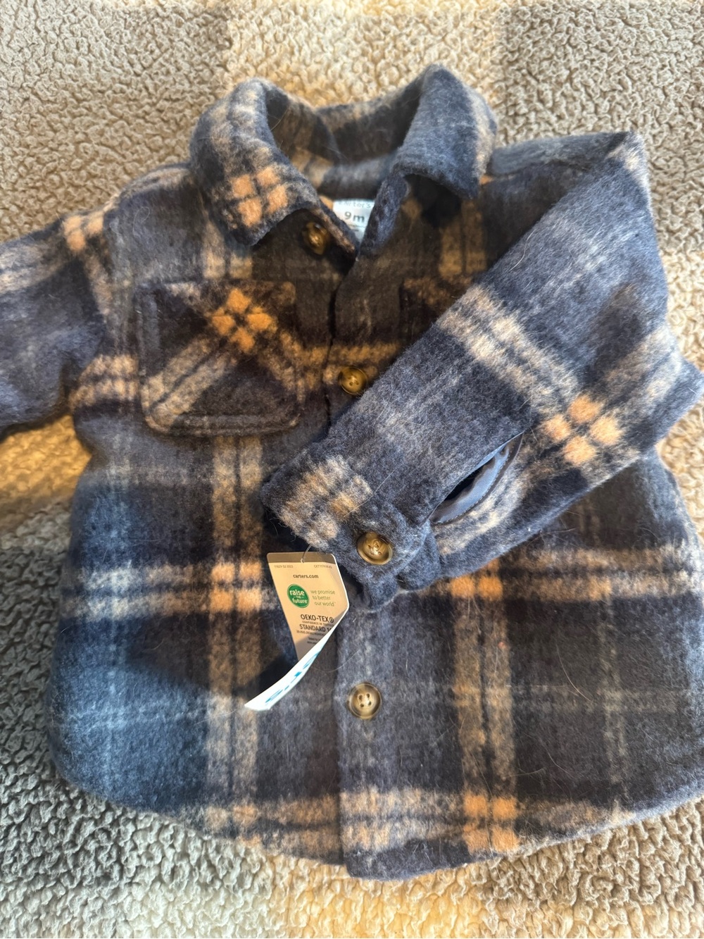 Carter's Blue Plaid Flannel Button Jacket - Picture 2 of 4